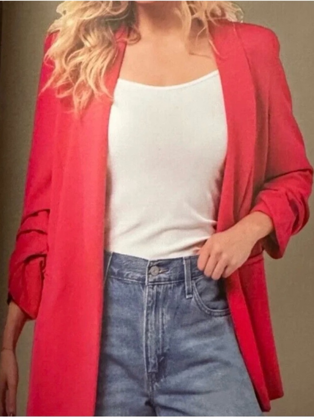 NWT Dakota Blue Crepe Open-Front Pink Blazer
